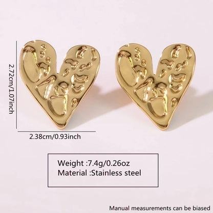 1 Pair Vintage Style Classic Style Heart Shape Flower Heart Flowers 304 Stainless Steel Imitation Gold Drop Earrings Ear Studs