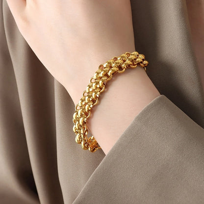 Minimalist Commute Solid Color Titanium Steel 18K Gold Plated Plating Bracelets Necklace