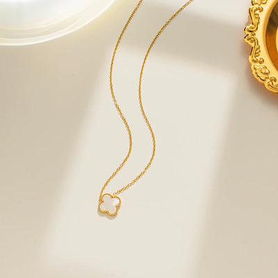 Moderate Luxury Letter Number Flower Stainless Steel 18K Gold Plated Necklaces
