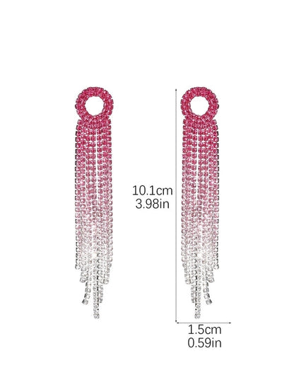 1 Pair Sweet Tassel Plating Inlay Copper Rhinestones Silver Plated Drop Earrings