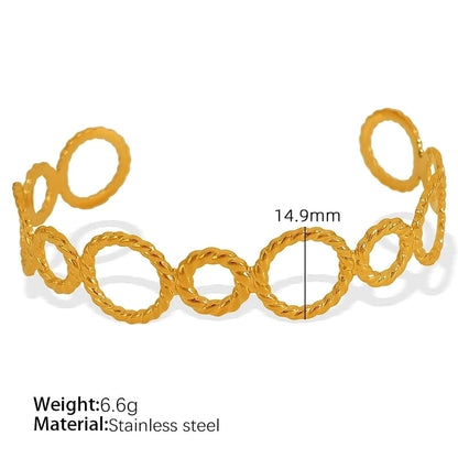 Titanium Steel 18K Gold Plated IG Style Cool Style Plating Circle Waves Bangle