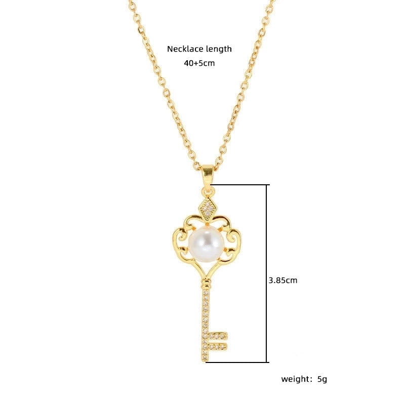 Copper 18K Gold Plated Plating Inlay Double Ring Letter Zircon Necklace