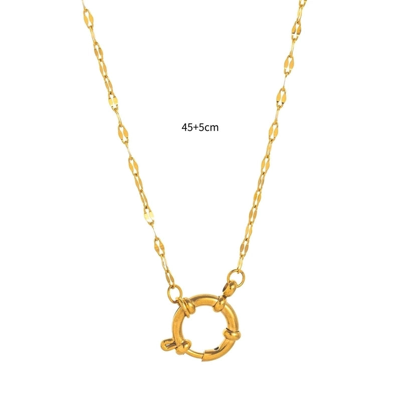 Minimalist Circle Pearl 201 Stainless Steel 304 Stainless Steel Zircon 18K Gold Plated Beaded Inlay Pendant Necklace