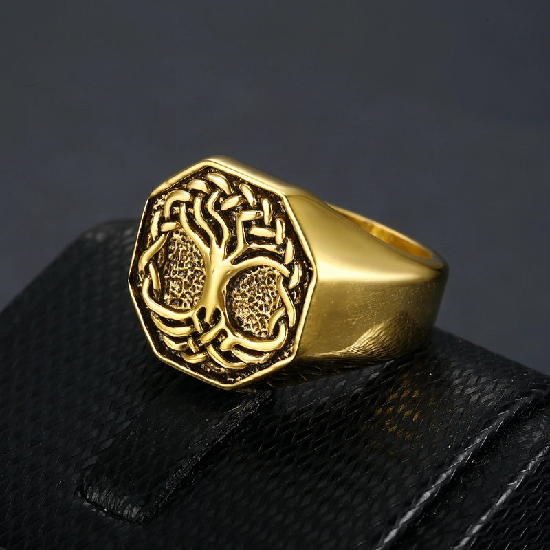 Hip-Hop Retro Punk Tree 304 Stainless Steel Men'S Rings