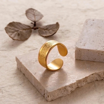 Retro Solid Color 304 Stainless Steel Plating Wide Band Ring Open Ring