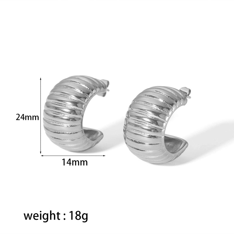 1 Pair Classic Style Semicircle Polishing Plating 304 Stainless Steel 18K Gold Plated Hoop Earrings