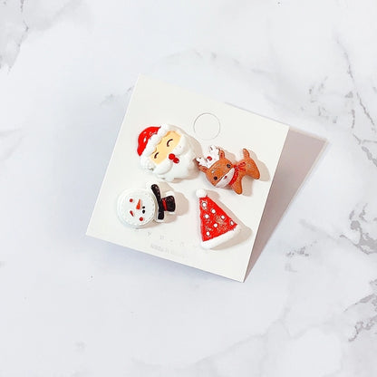 Spot Cartoon Acrylic Christmas Brooch Badge Snowman Elk Christmas Tree Collar Pin Set Corsage