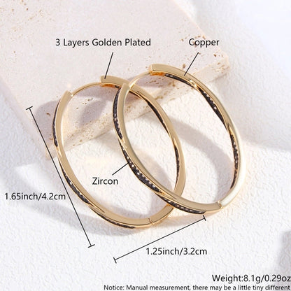 1 Pair Vintage Style Exaggerated Luxurious Circle Leopard Inlay Copper Zircon 18K Gold Plated Gold Plated Earrings