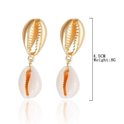 Fashion Shell Shell Inlaid Shell Artificial Pearls Women\'s Earrings 1 Pair