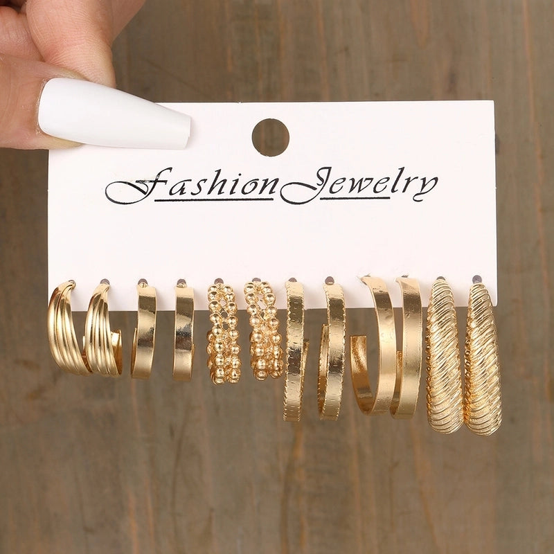 1 Set Retro Geometric Round Plating Inlay Alloy Artificial Pearls Earrings