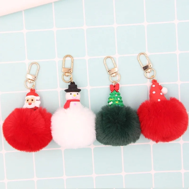 Cute Christmas Tree Santa Claus Snowman Polyester Silica Gel Christmas Unisex Bag Pendant Keychain