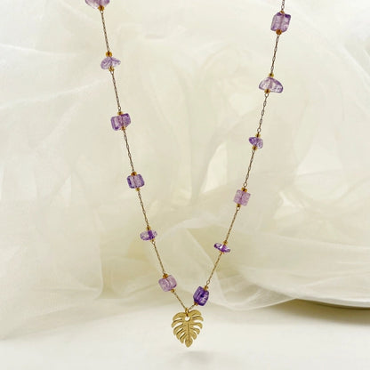 Casual Vacation Leaves Stainless Steel Gravel Polishing Plating Gold Plated Necklace