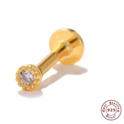 1 Piece Ear Cartilage Rings & Studs Minimalist Geometric 925 Sterling Silver Plating Inlay Zircon