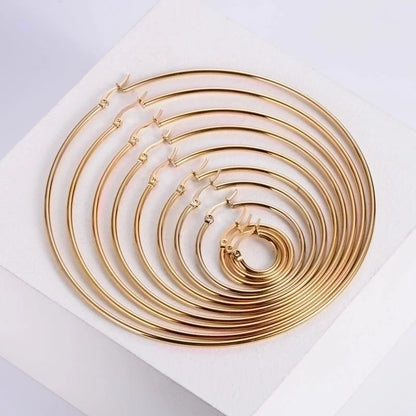 1 Pair Exaggerated Round Plating 304 Stainless Steel 18K Gold Plated Hoop Earrings
