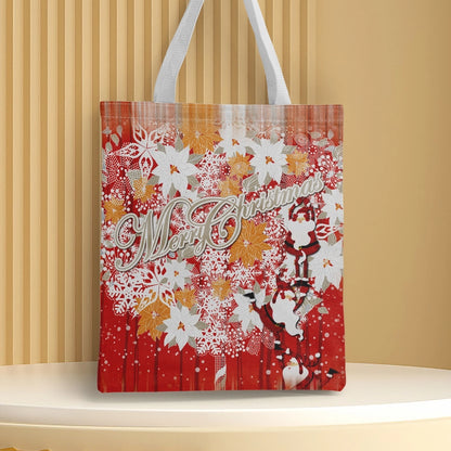 Christmas Unisex Polyester Christmas House Christmas Tree Santa Claus Cute Square Open Handbag