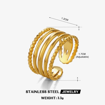 3 Pieces 304 Stainless Steel 18K Gold Plated Minimalist Classic Style Plating Lines Open Rings