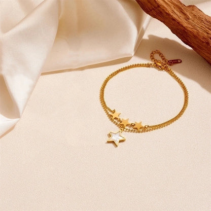 Elegant Minimalist Star Titanium Steel Acrylic 18K Gold Plated Inlay Earrings Anklet Necklace