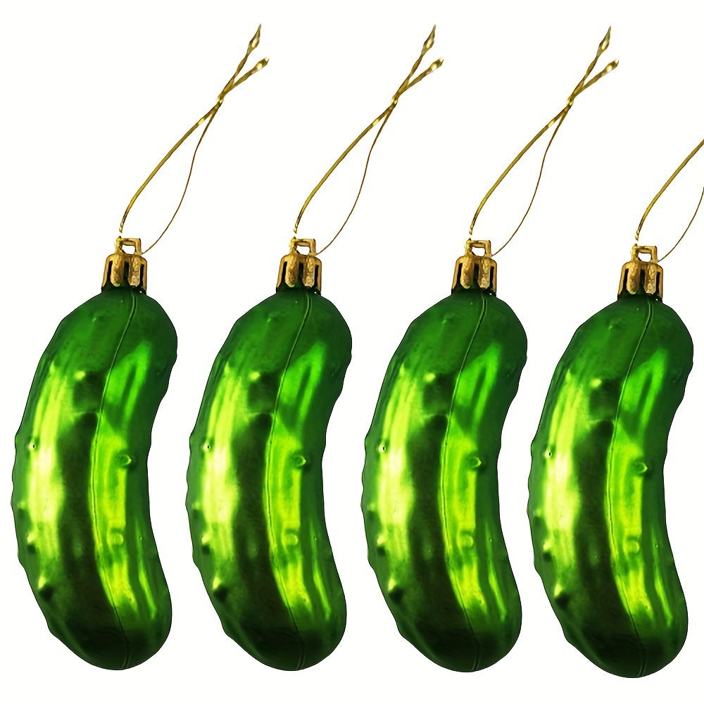 2 Sets Christmas Cucumber Small Pendant Plastic Real Gift Christmas Decoration Crafts