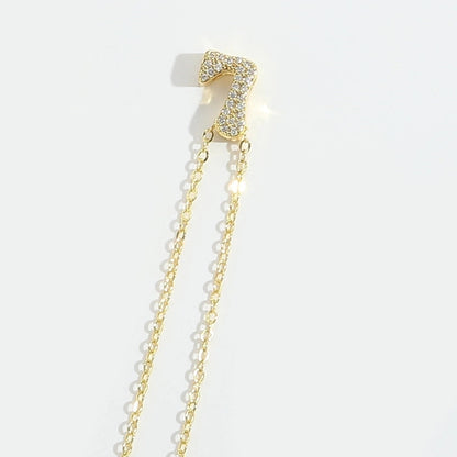 Copper 14K Gold Plated Vintage Style Minimalist Commute Inlay Letter Zircon Pendant Necklace