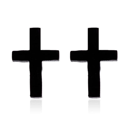 1 Pair Minimalist Cross Plating 304 Stainless Steel 18K Gold Plated Ear Studs