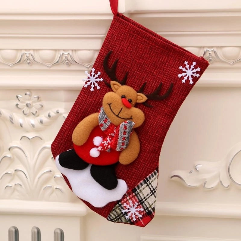 New Cross-border Medium Size Linen Christmas Stockings Gift Bag Nhmv155603