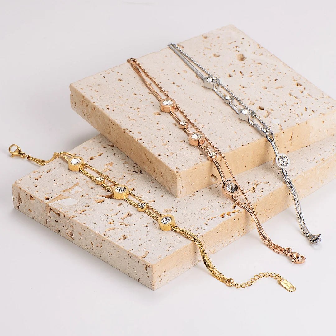 Women Moderate Luxury Circle Stainless Steel Electroplating Bracelets