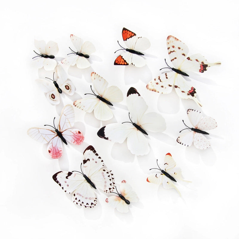 3d Realistic Butterfly Wall Stickers Fridge Magnets Home Mall Background Decorations Pvc Wall Decals Artistic Crafts