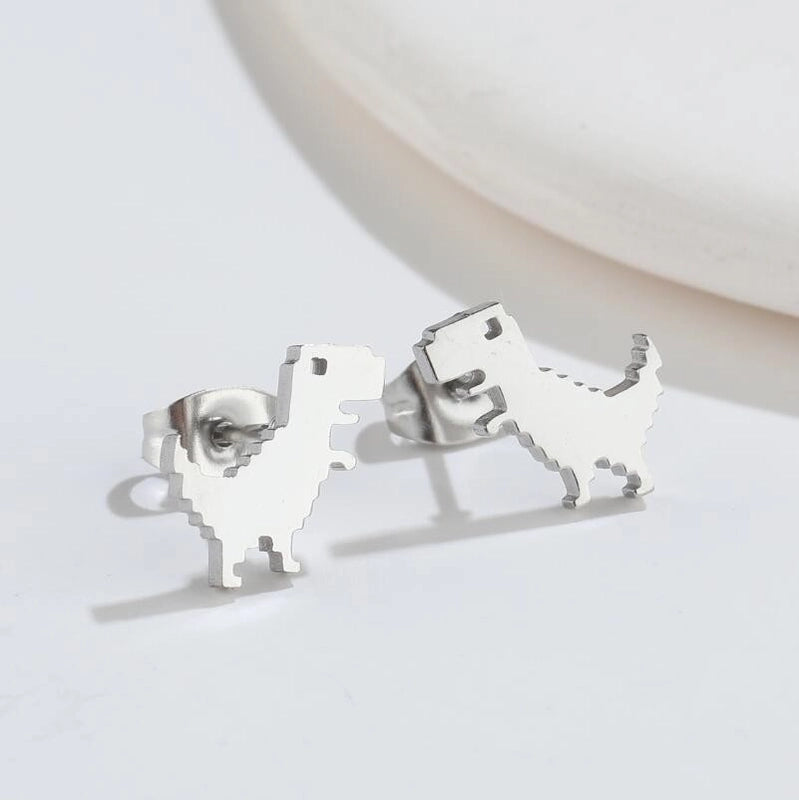 1 Pair Minimalist Dinosaur Plating 304 Stainless Steel 18K Gold Plated Ear Studs