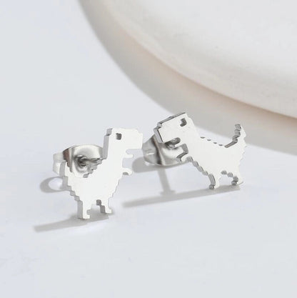 1 Pair Minimalist Dinosaur Plating 304 Stainless Steel 18K Gold Plated Ear Studs