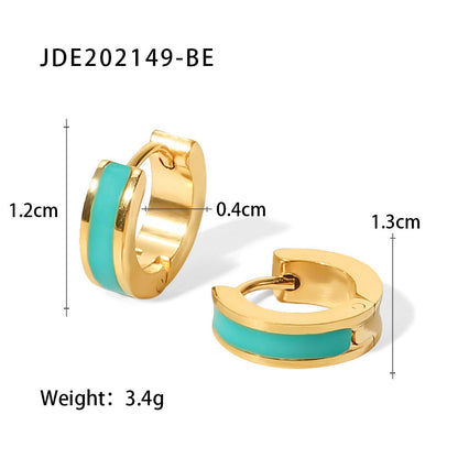 IG Style Round Geometric Stainless Steel 18K Gold Plated Earrings