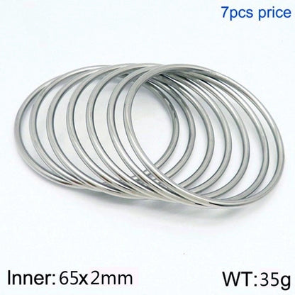 304 Stainless Steel 18K Gold Plated Minimalist Round Solid Color Bangle