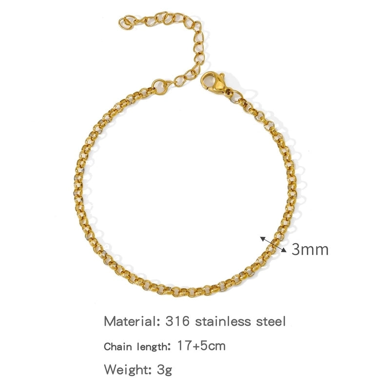 Minimalist Classic Style Geometric 304 Stainless Steel Cable Chain Snake Chain Bracelets In Bulk