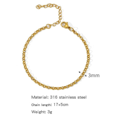 Minimalist Classic Style Geometric 304 Stainless Steel Cable Chain Snake Chain Bracelets In Bulk
