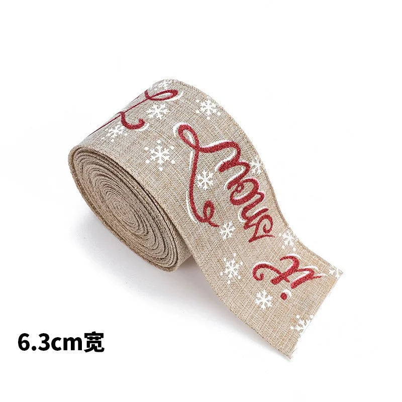 Christmas Ribbon Burlap Ribbon Christmas Atmosphere Ribbon Decoration Supplies Snowflake Bow Red Gold Edge Burlap Ribbon
