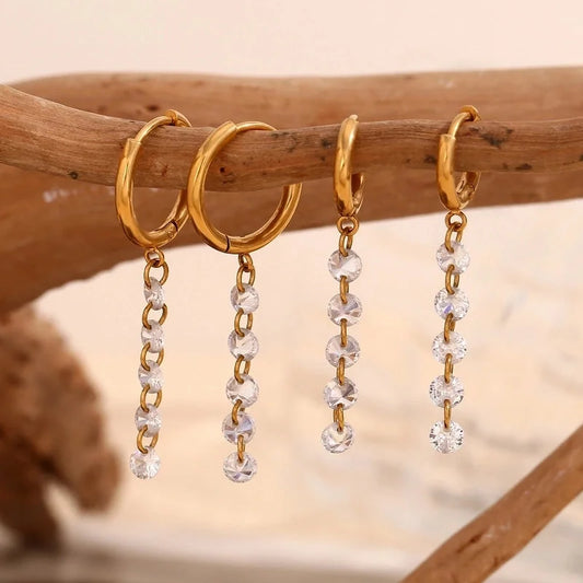 1 Pair Minimalist Geometric 304 Stainless Steel 18K Gold Plated Drop Earrings