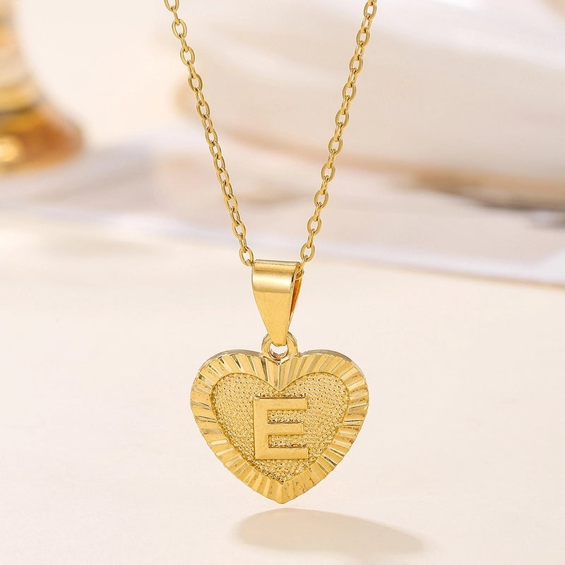 Sweet Letter Stainless Steel Copper Plating Inlay Zircon 18k Gold Plated Pendant Necklace