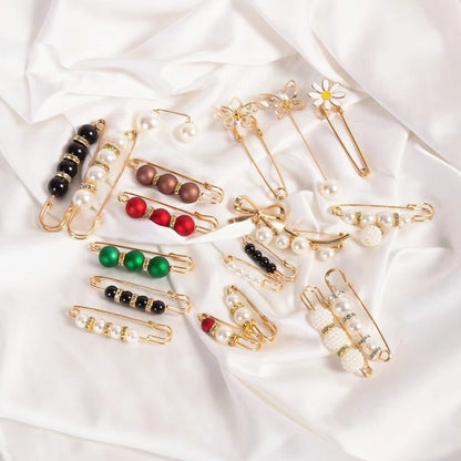 Pants Tight Pants Skirt Waist Artifact Tight Waist Pin Anti-running Light Brooch High-end Corsage Pin Jewelry Pearl Brooch Buckle