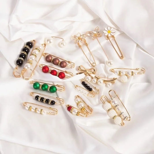 Pants Tight Pants Skirt Waist Artifact Tight Waist Pin Anti-running Light Brooch High-end Corsage Pin Jewelry Pearl Brooch Buckle