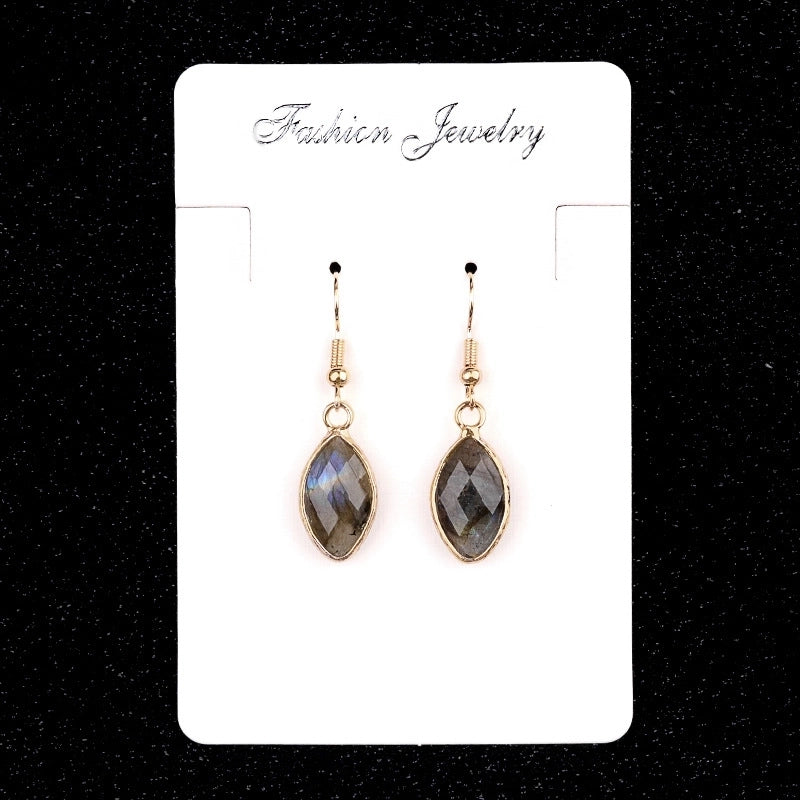 1 Pair Vintage Style Classic Style Geometric Polishing Artificial Crystal Semi-precious Stone Tiger Eye Drop Earrings