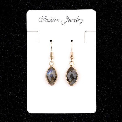 1 Pair Vintage Style Classic Style Geometric Polishing Artificial Crystal Semi-precious Stone Tiger Eye Drop Earrings