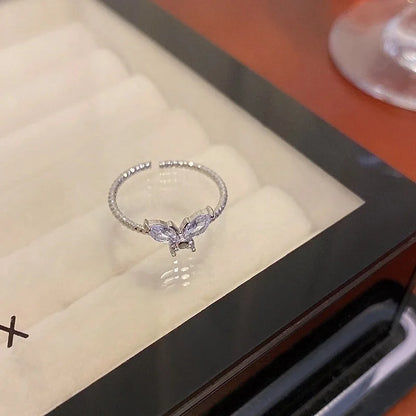 IG Style Geometric Copper Plating Inlay Zircon Rings