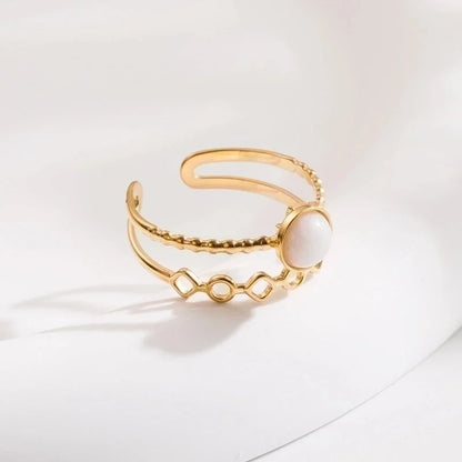 Streetwear Geometric Sun Star Stainless Steel Titanium Steel Inlay Artificial Gemstones Open Rings