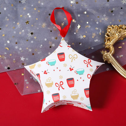 10 Pieces Christmas Candy Packaging Box Christmas Gift Box Pentagonal Gift Packaging Box