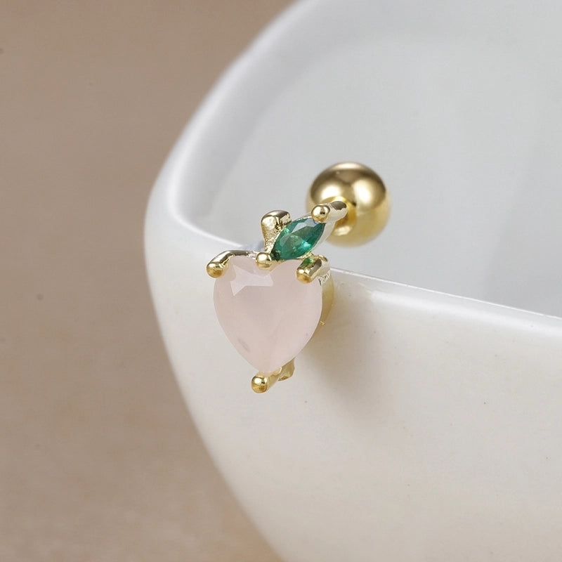 1 Piece Ear Cartilage Rings & Studs IG Style Ice Cream Heart Shape Candy 304 Stainless Steel Inlay Zircon 18K Gold Plated Ear Cartilage Rings & Studs