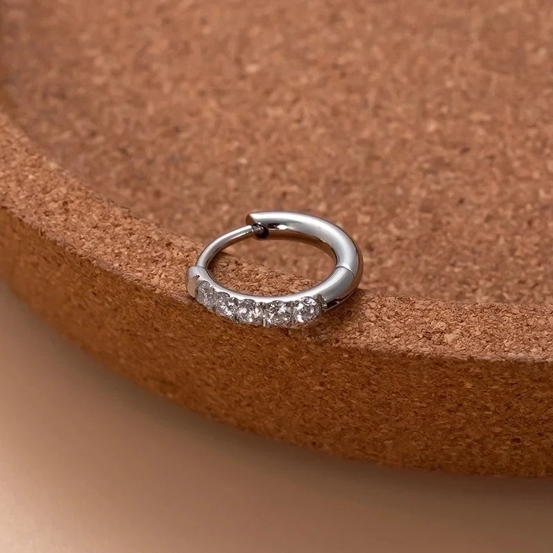 1 Piece Ear Cartilage Rings & Studs Minimalist Classic Style Shiny Round 316L Stainless Steel Plating Inlay Zircon