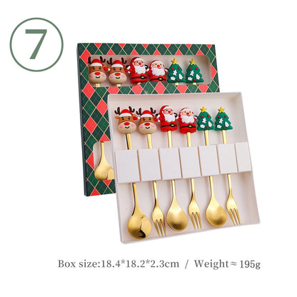 J Christmas Spoon Suit Cartoon Funny Christmas Tree Dessert Cake Spoon Creative Tableware Christmas Gift