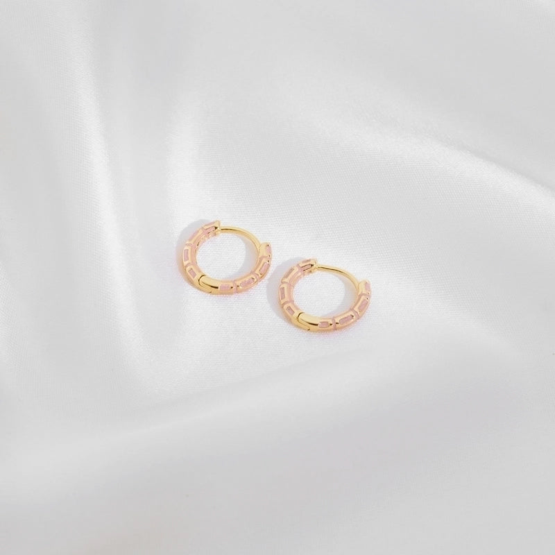 1 Pair Casual Minimalist Commute Circle Round Painted Copper Gold Plated Earrings