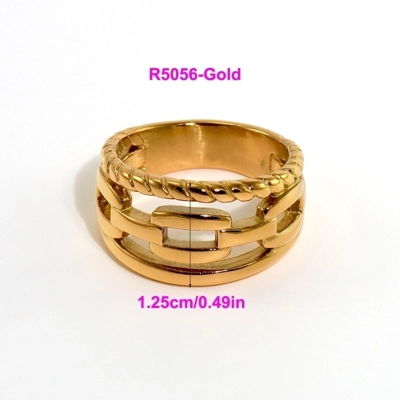 316L Stainless Steel 18K Gold Plated Modern Style Classic Style Shiny Metallic Water Droplets Solid Color Open Rings Rings