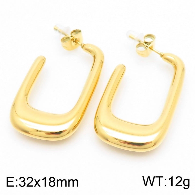 1 Pair Minimalist Geometric 304 Stainless Steel 18K Gold Plated Earrings Ear Studs