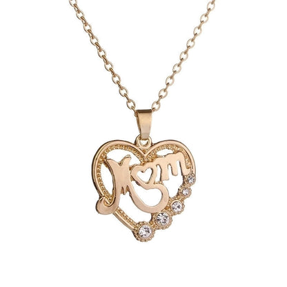 1 Piece Mama Minimalist Letter Moon Heart Shape Alloy Copper Plating Inlay Artificial Rhinestones Artificial Diamond Rose Gold Plated Gold Plated Silver Plated Pendant Necklace